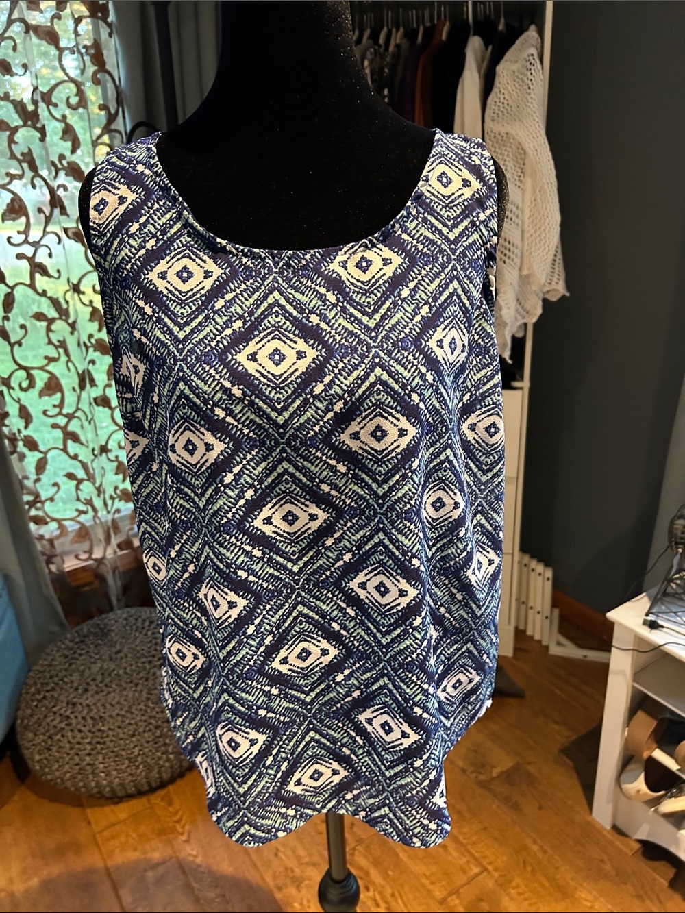 Olive & Oak Blue and White Geometric Print Camisole
